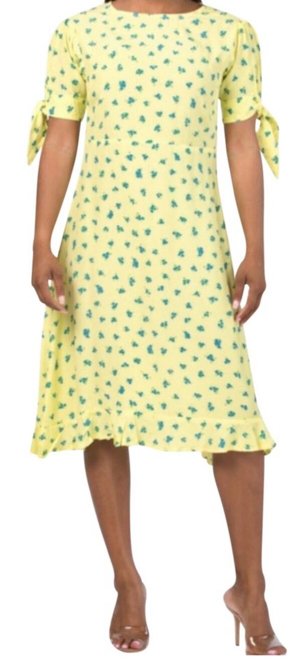 Faithfull the Brand Emilia midi dress floral lemon yellow